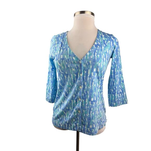 J. Jill Extra Fine Cotton Cardigan Blouse Blue Women's Size Small H14263 - Picture 3 of 14